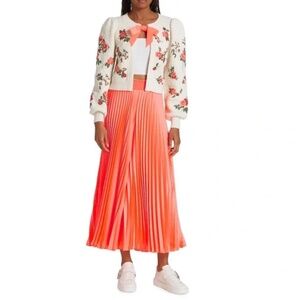 Alice and Olivia bright coral pleated culottes sz M $395